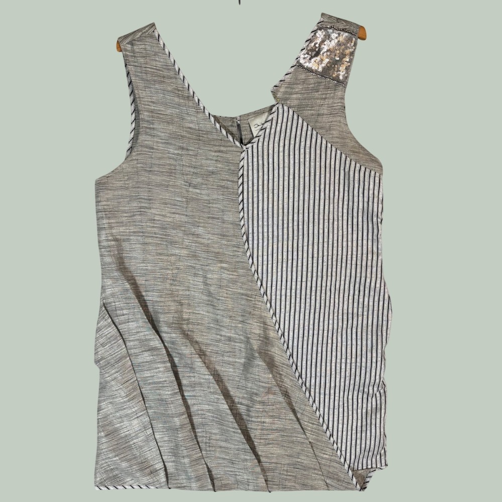Elisa Cavaletti Daniela Dallavalle Gray Striped Mixed Media Tunic Tank EU XL